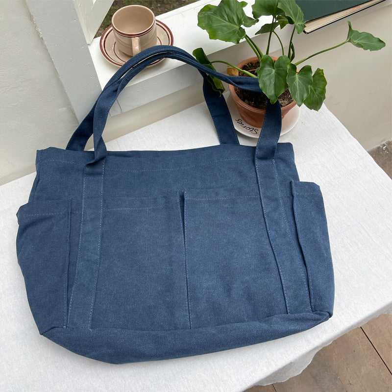 Women's Solid Color Canvas Leisure Commute Shopping Simple Women's Shoulder Bag