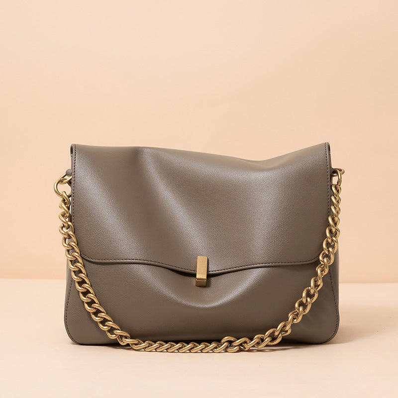 Cowhide Large Female Niche High-grade Chain Capacity Women's Shoulder Bag