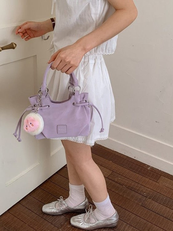 Women's Korean Style Solid Color Drawstring Design Fashion Simple Bags