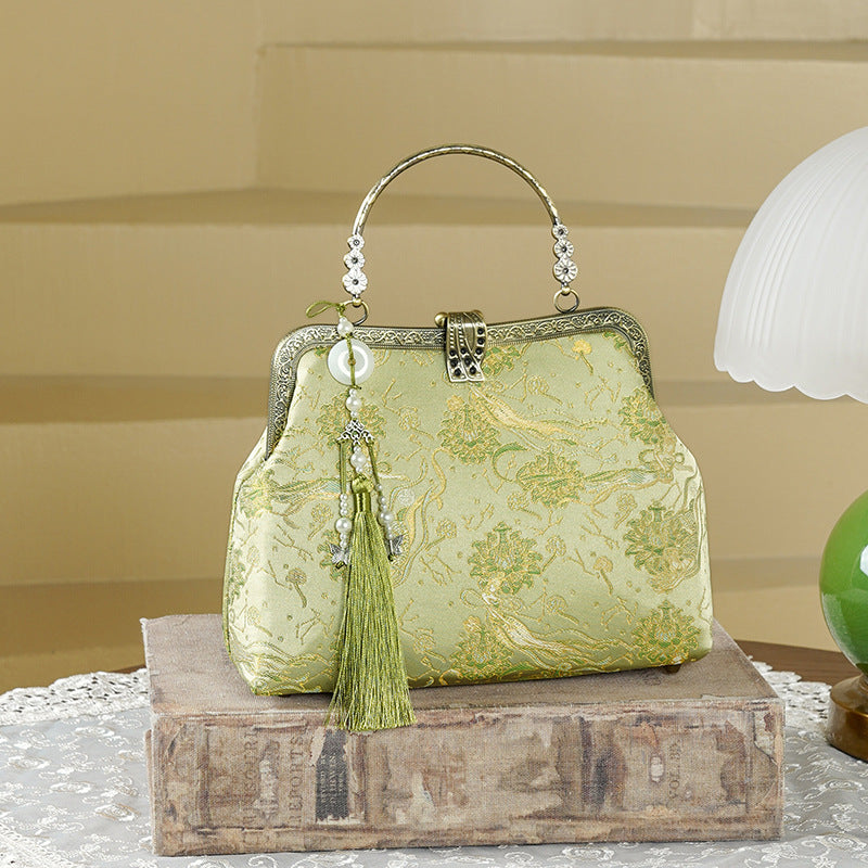 Pursuing Dream Jacquard Brocade National Style Cheongsam Tassel Small Square Bags