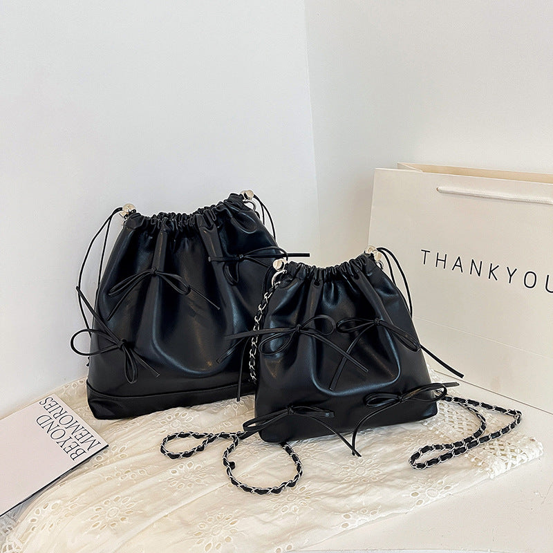 Women's Popular Pure Color Chain Texture Korean Women's Shoulder Bag