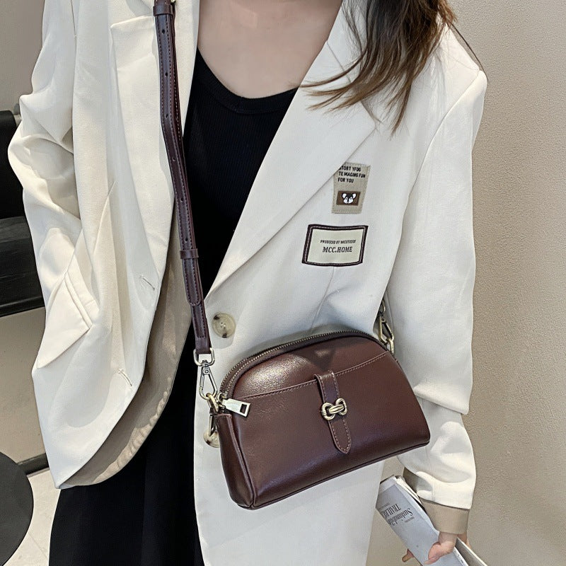 Genuine Leather Fashion Retro Oil Wax Women's Messenger Bag