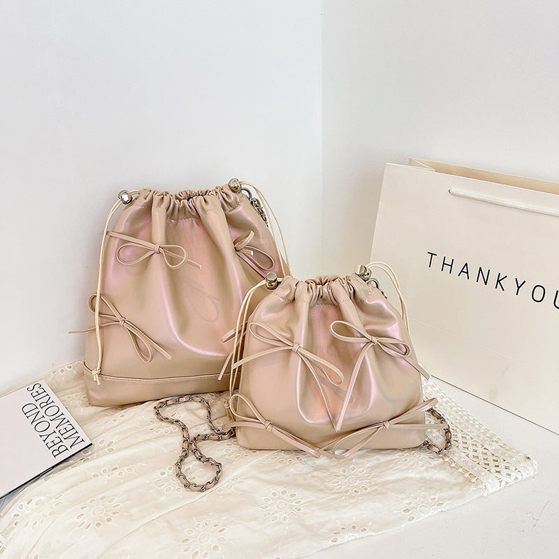 Women's Popular Pure Color Chain Texture Korean Women's Shoulder Bag
