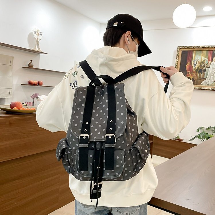 Niche Retro Dot Large Capacity Flip Women's Backpack