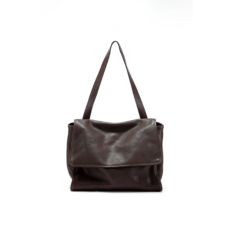 Women's Tanned Leather Cowhide Flip Large Capacity Bags