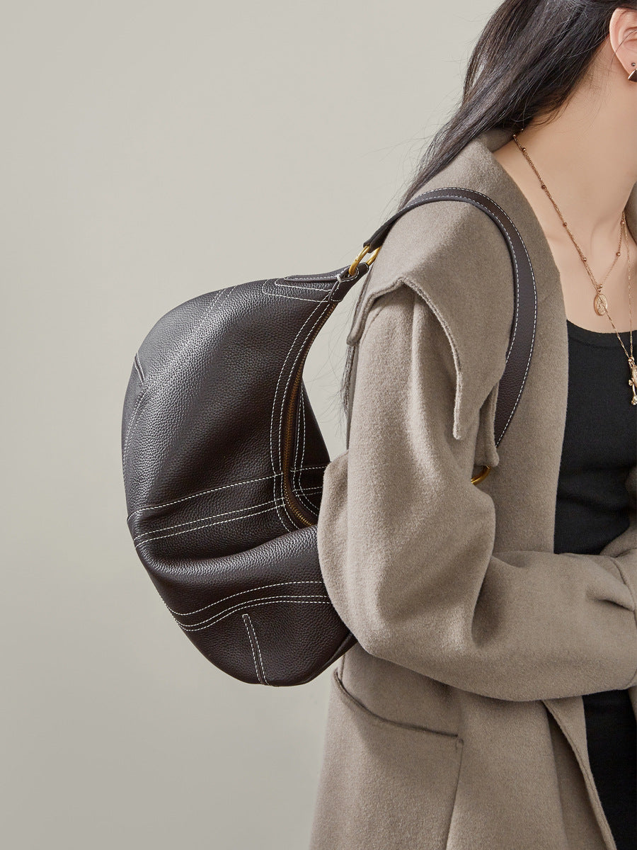 Underarm Genuine Leather Style Dumpling Fashion Women's Shoulder Bag
