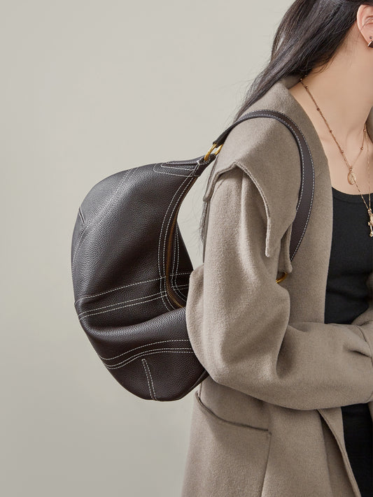 Underarm Genuine Leather Style Dumpling Fashion Women's Shoulder Bag