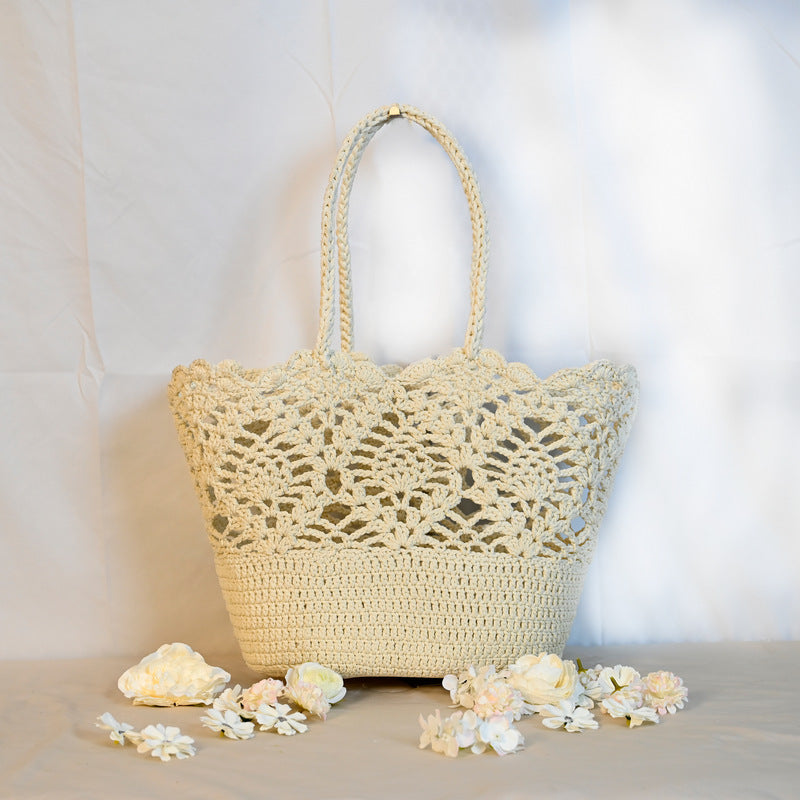 Hollow Woven Basket Beach Knitted Handmade Crocheted Cotton Bags