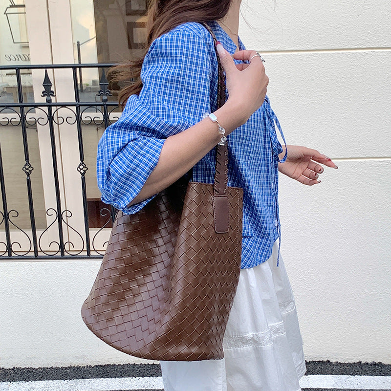 Women's Solid Color Woven One Leisure Commute Korean Style Shoulder Bags