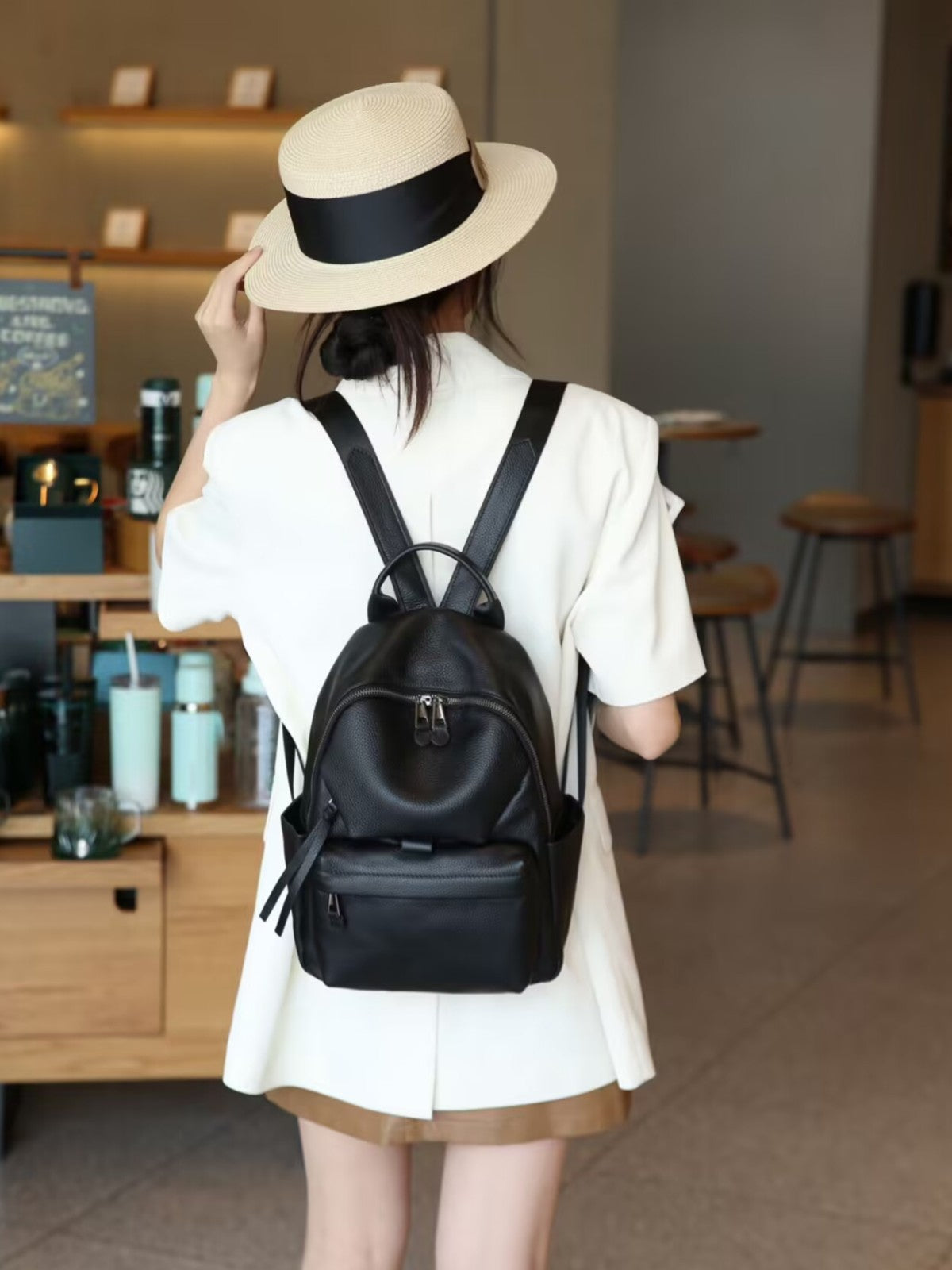 Women's Light Luxury Soft Leather Korean Commuter Women's Backpack