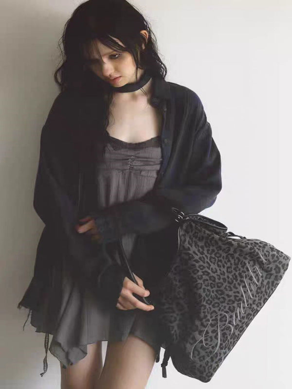 Women's Vintage Leopard Print Large Capacity Underarm Bag