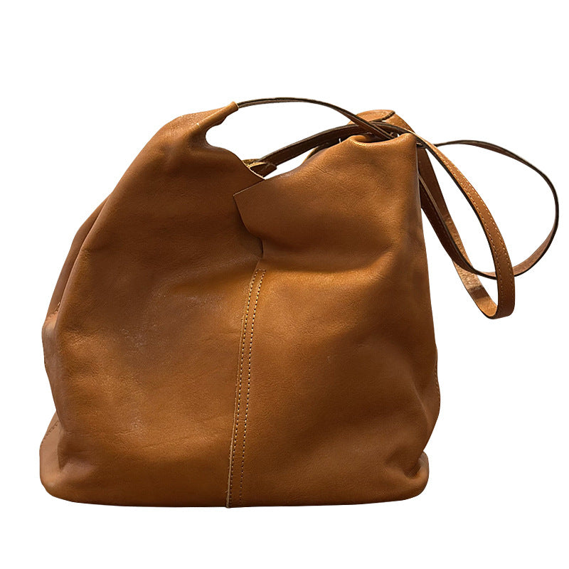 Women's Handmade Simple Retro Large Capacity Genuine Women's Shoulder Bag