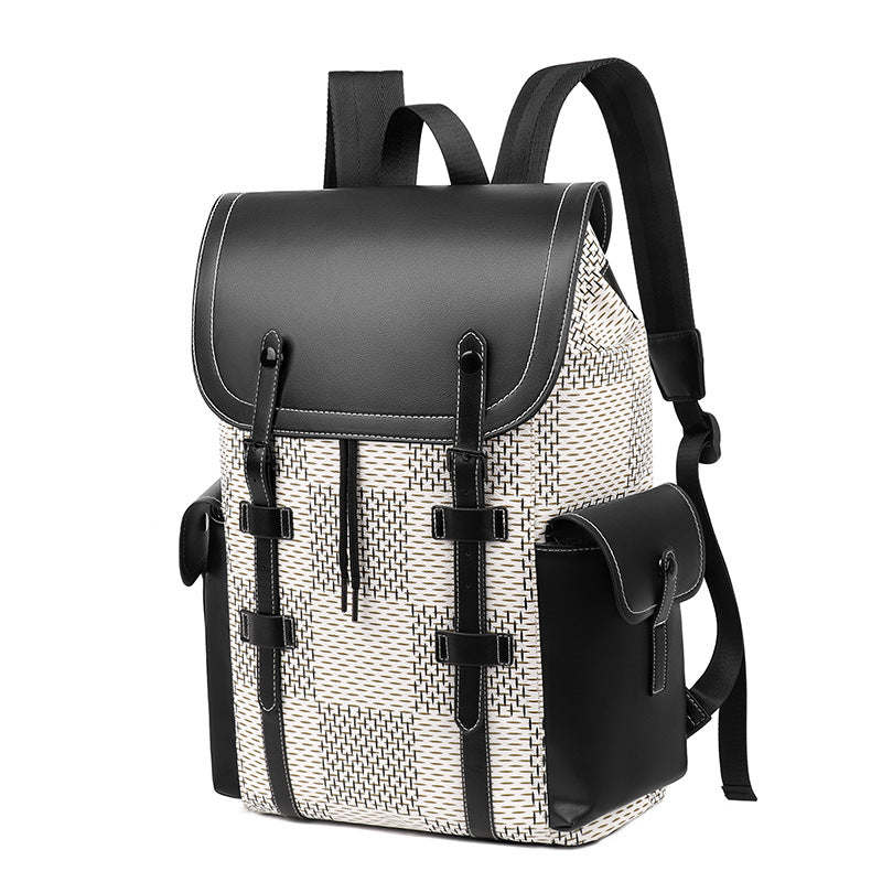Men's Business Advanced Sensor Computer Large Capacity Plaid Leisure Backpack