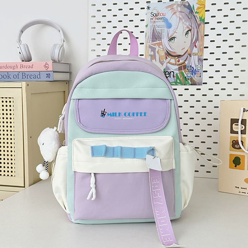 Good-looking Large Capacity Junior High Class Dopamine Style Simple Leisure Backpack