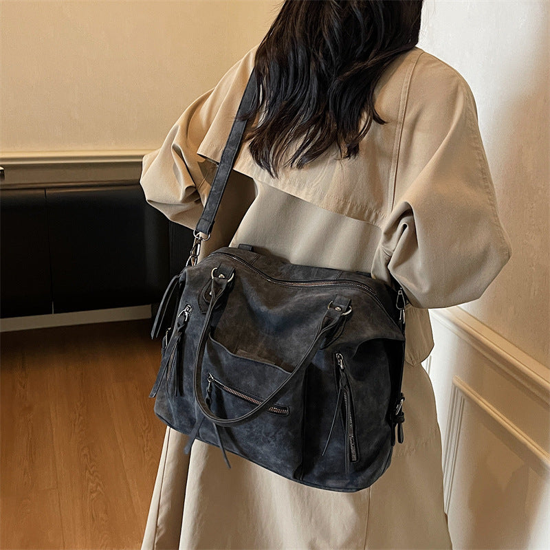 Women's Spring Retro Portable Soft Leather Large Tote Bags