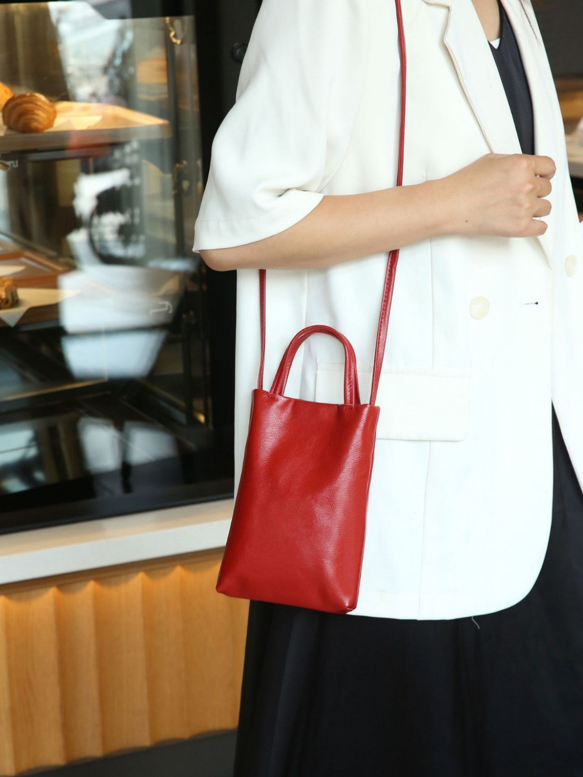 Women's Vegetable Tanned Leather Cow Long Simple Mobile Soft Retro Women's Messenger Bag