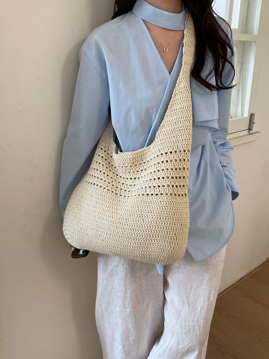 Women's Korean Style Artistic Woven Seaside Vacation Women's Messenger Bag