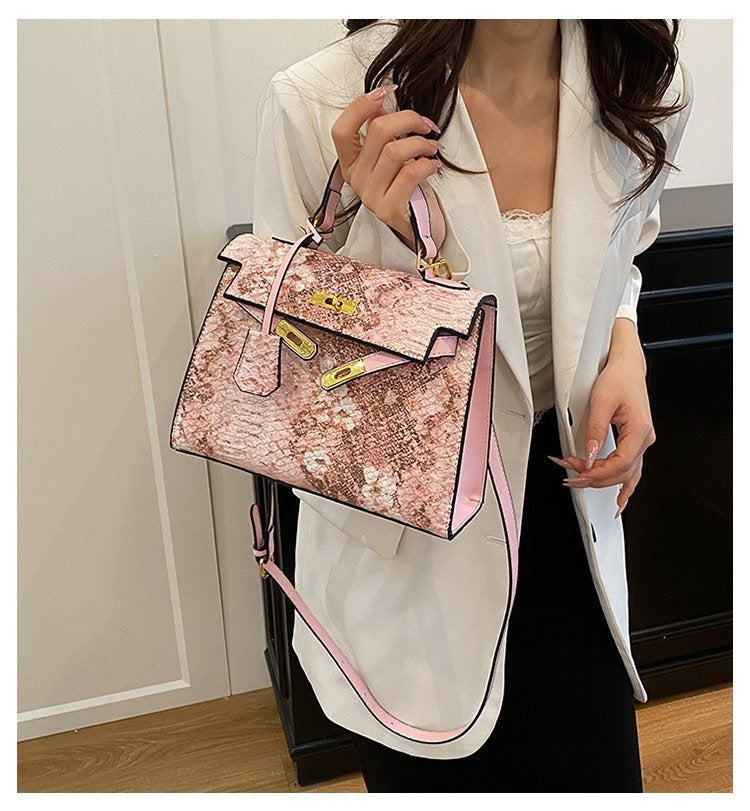 Women's Classic Fashion Kelly Snake Pattern African Women's Shoulder Bag