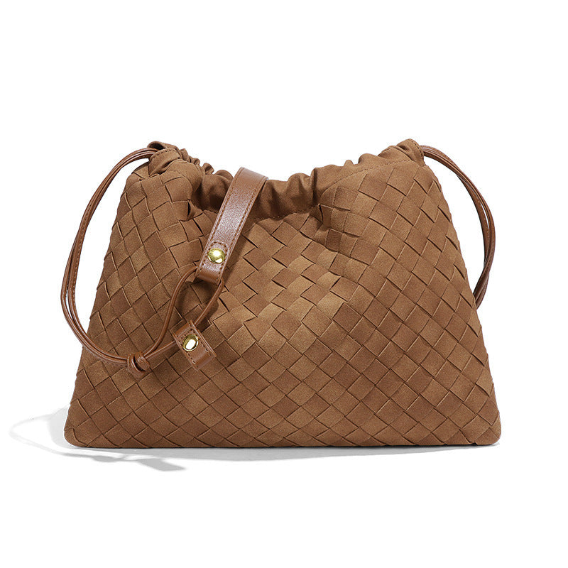 Women's Retro Hand-woven Pleated Drawstring Frosted Cloud Women's Messenger Bag
