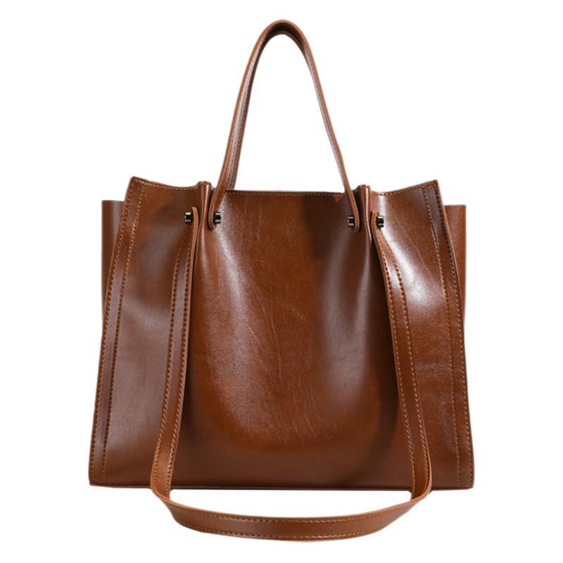 Women's Simple Textured Large Capacity Commuter Tote Bag