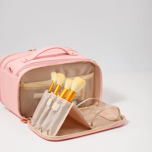 Women's Portable Large Capacity Wash Brush Storage Makeup Bag