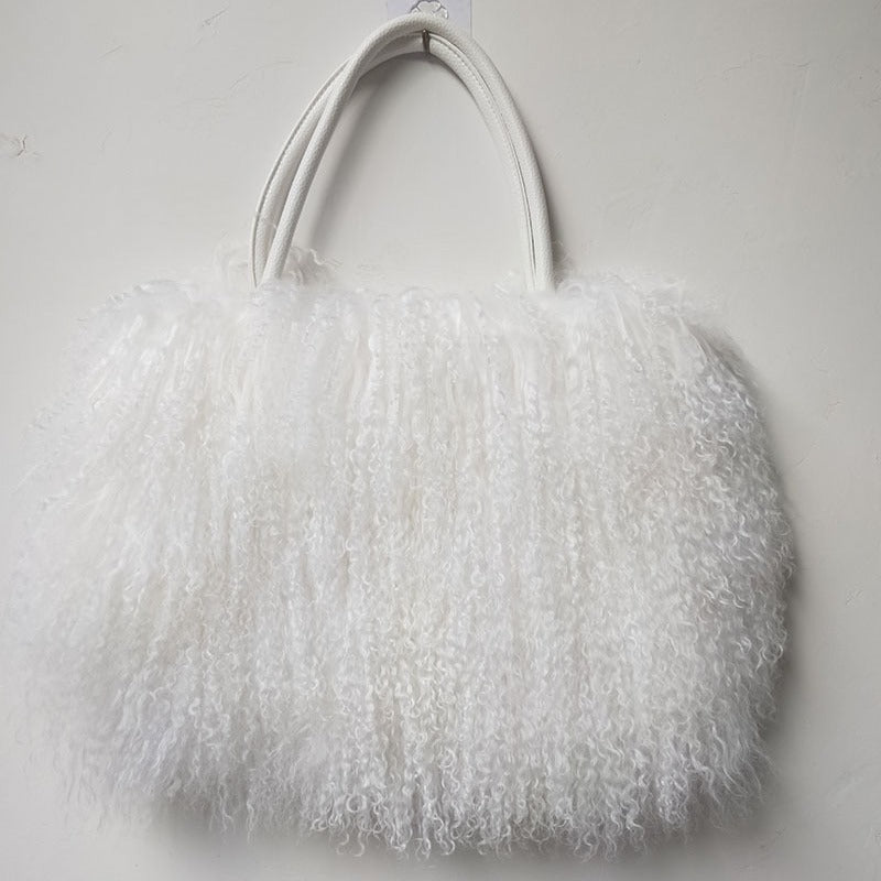 Innovative Classy Women's Tan Wool Fur Women's Handbag