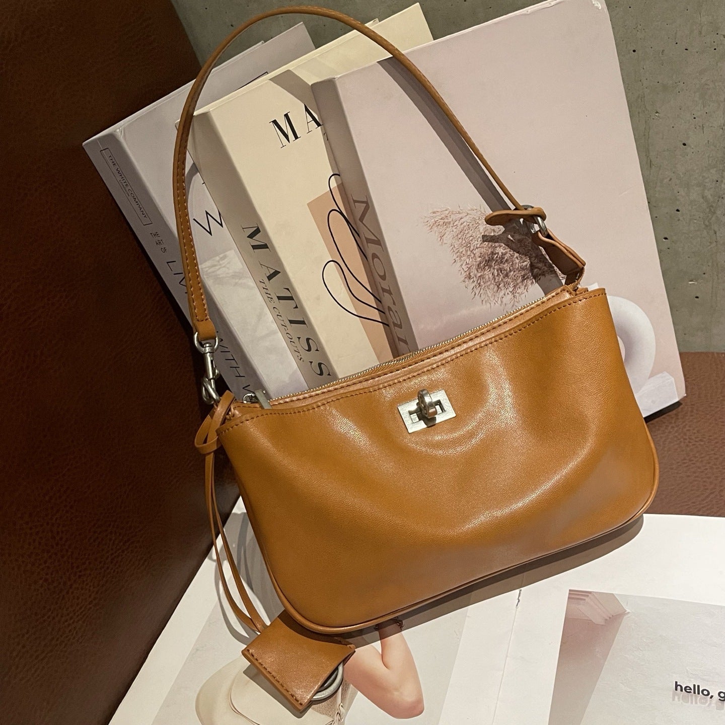 First Layer Vegetable Tanning Leather Kelly Genuine Underarm Bag