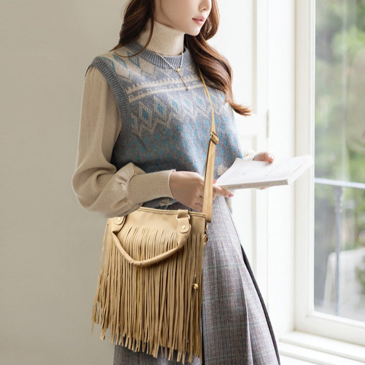 Ding Tassel Trendy Wild Large Capacity Women's Shoulder Bag