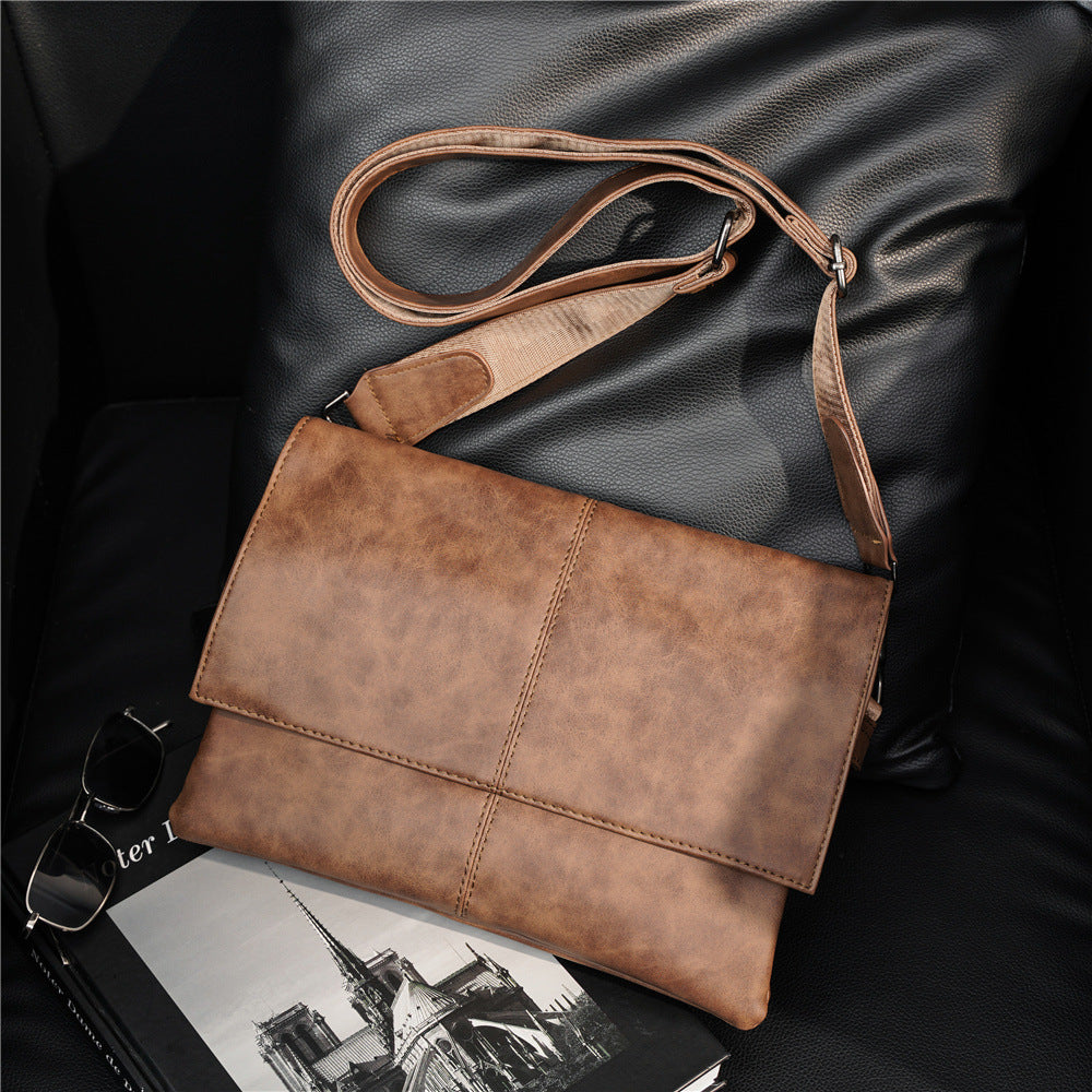 Men's Korean Style Retro Leather Business Large Shoulder Bags