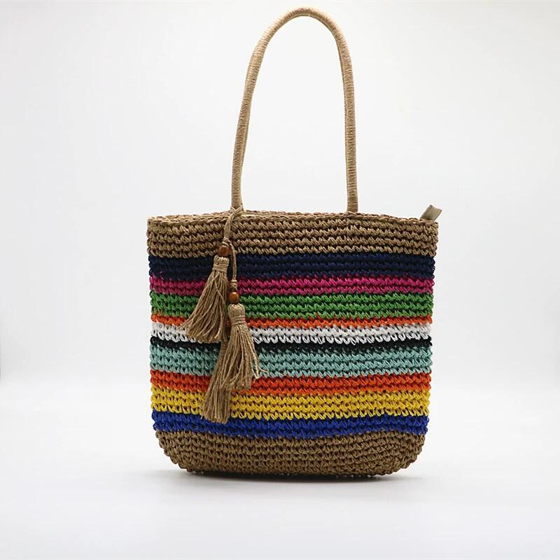 Versatile Women's Craft Colorful Woven Straw Bags