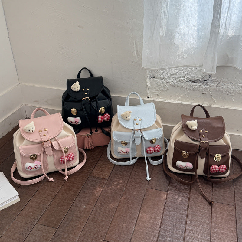 Women's American Style Retro Cartoon Large Capacity College Cute Women's Backpack