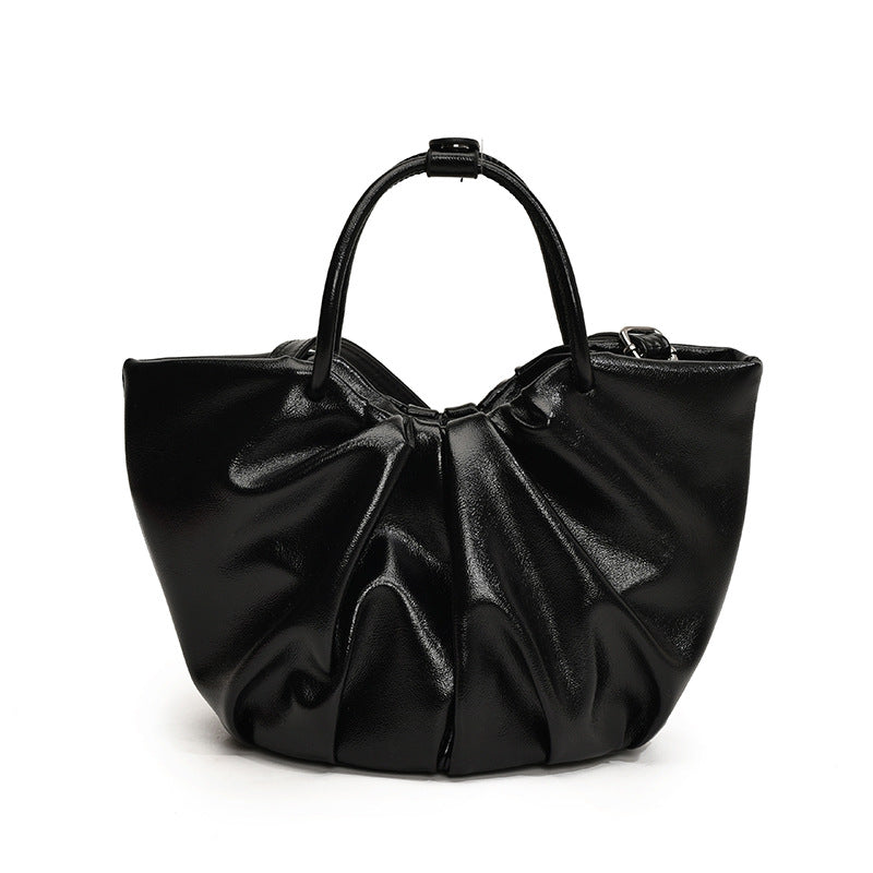 French Pleated Cloud Fashion Soft Leather Portable Vegetable Bags