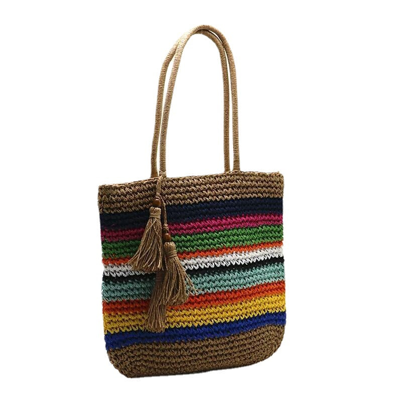 Versatile Women's Craft Colorful Woven Straw Bags