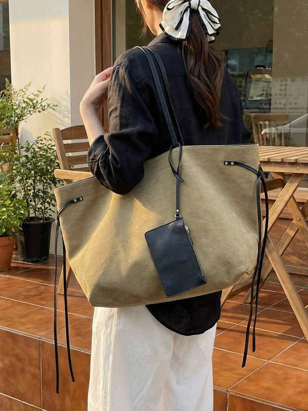 Women's Capacity Canvas Simple Fashion Lazy Underarm Commute Tote Bags