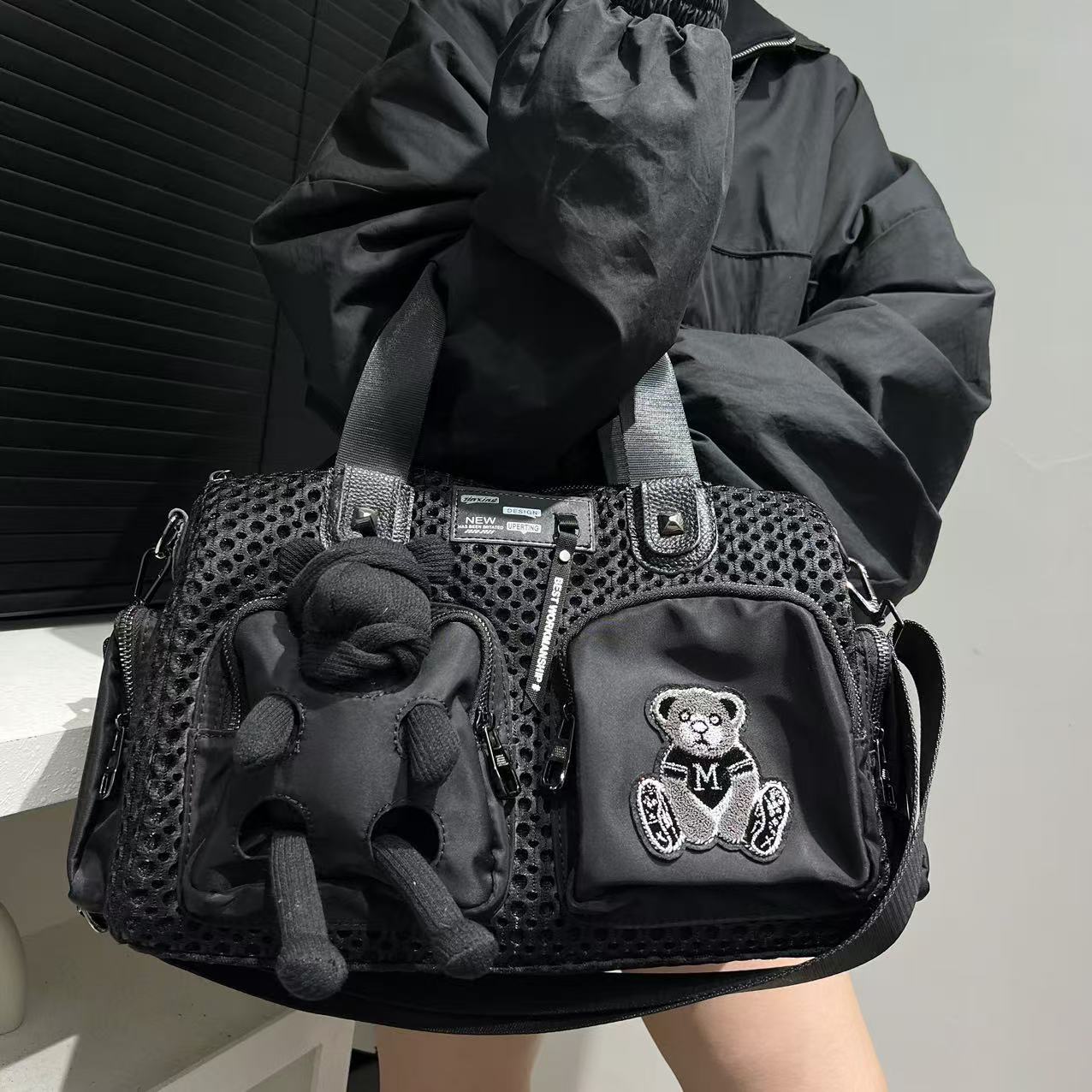 Women's Fashion Bear Stitching Patchwork Doll Bags