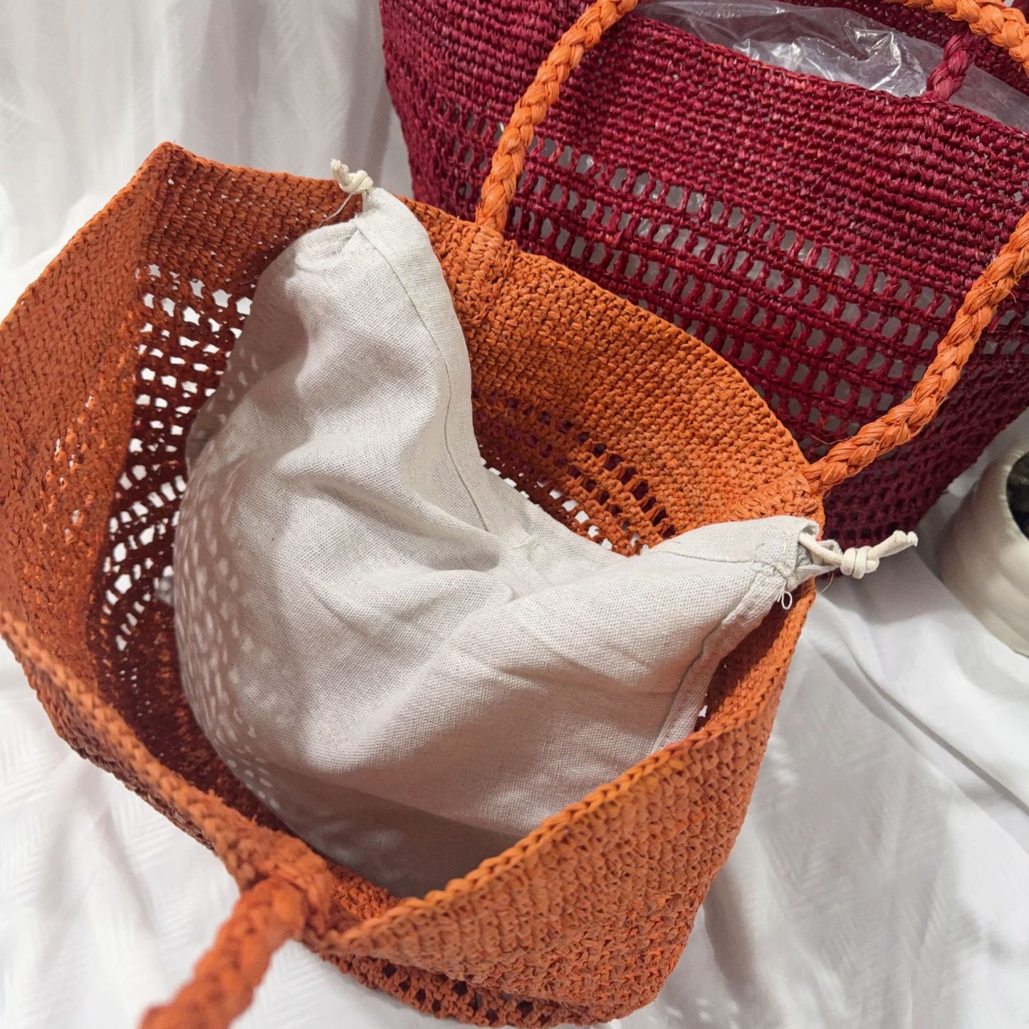 Women's Raffia Handmade Hook Weaving Hollow Portable Straw Shoulder Bags