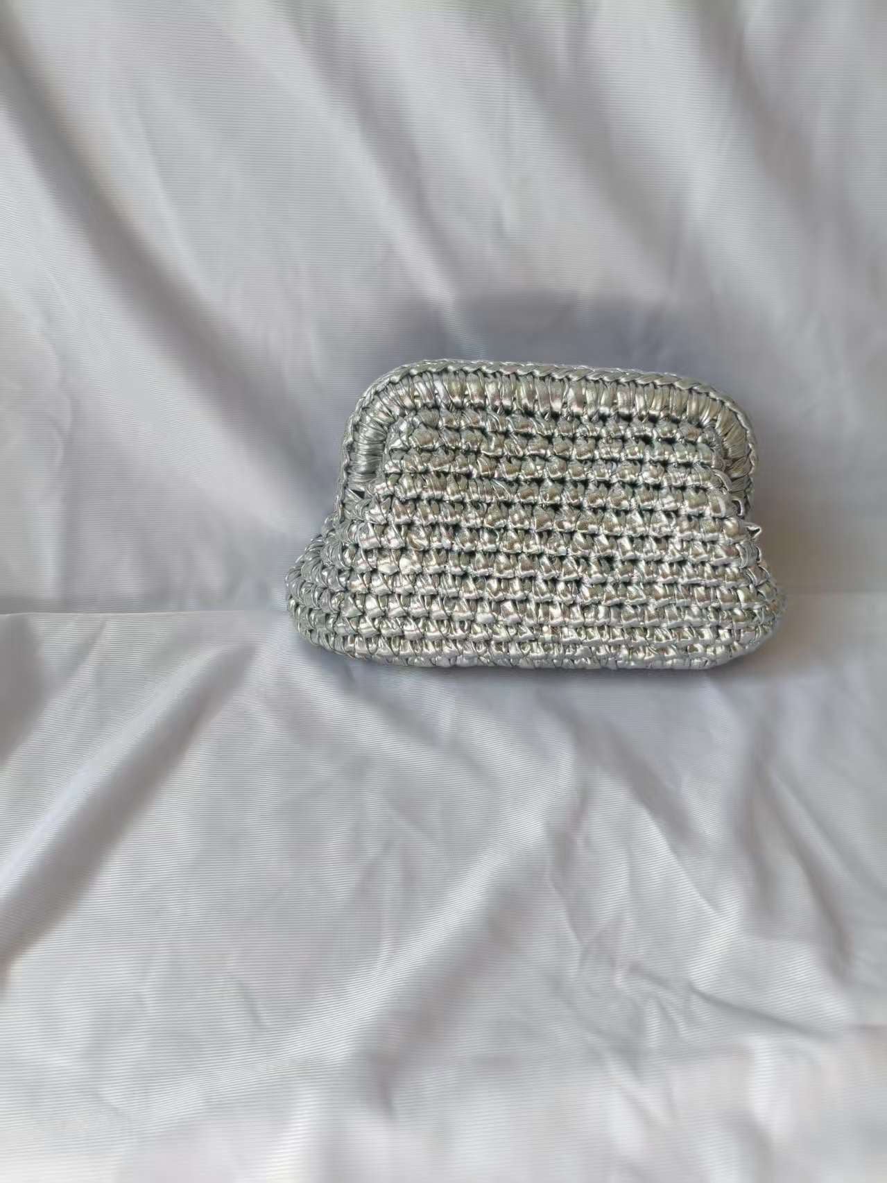 Crochet Clip Hand-held Gold Sier Woven Bags