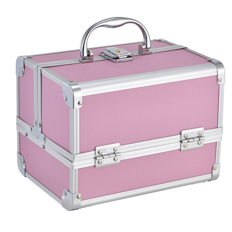 Aluminum Alloy Storage Box Large Capacity With Mirror Makeup Fixing Cosmetic Case