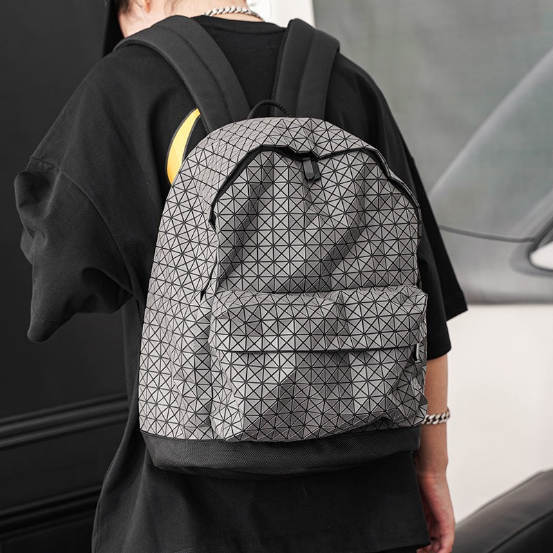 Women's & Men's Home Geometric Rhombus Silicone Large Capacity Computer Leisure Backpack