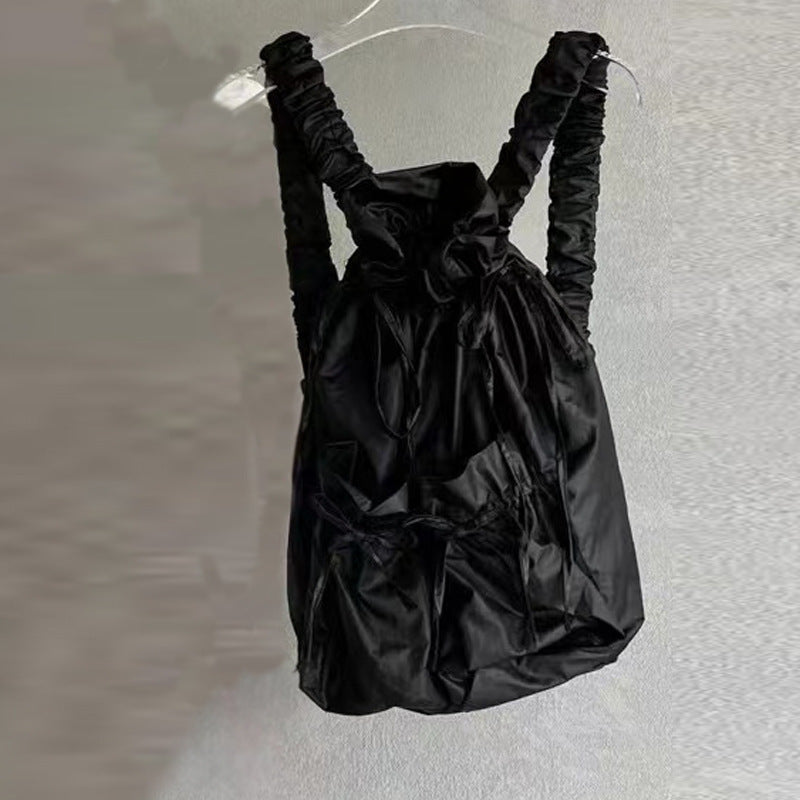 Women's Waterproof Pleated Nylon Drawstring Large Capacity Backpacks
