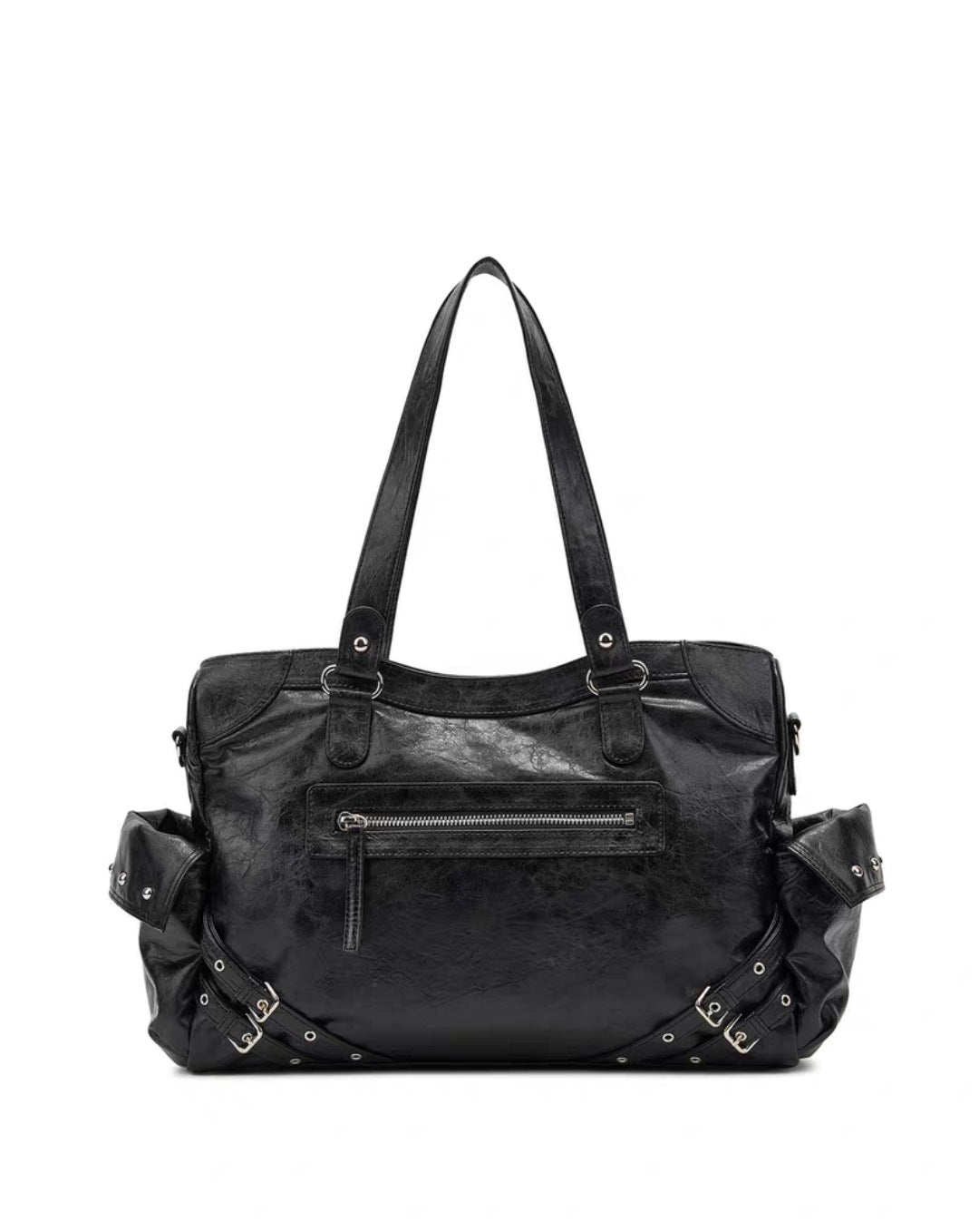 Women's Niche Large Drawstring Capacity Motorcycle Rivet Women's Messenger Bag
