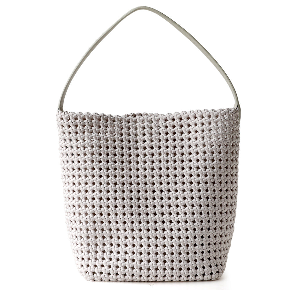 Women's Design Woven Cowhide Big Large Capacity Totes Portable Bucket Bag