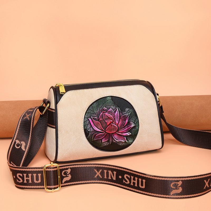 Women's Ethnic Style Embossed Painted Mother Trendy Fashion Bags
