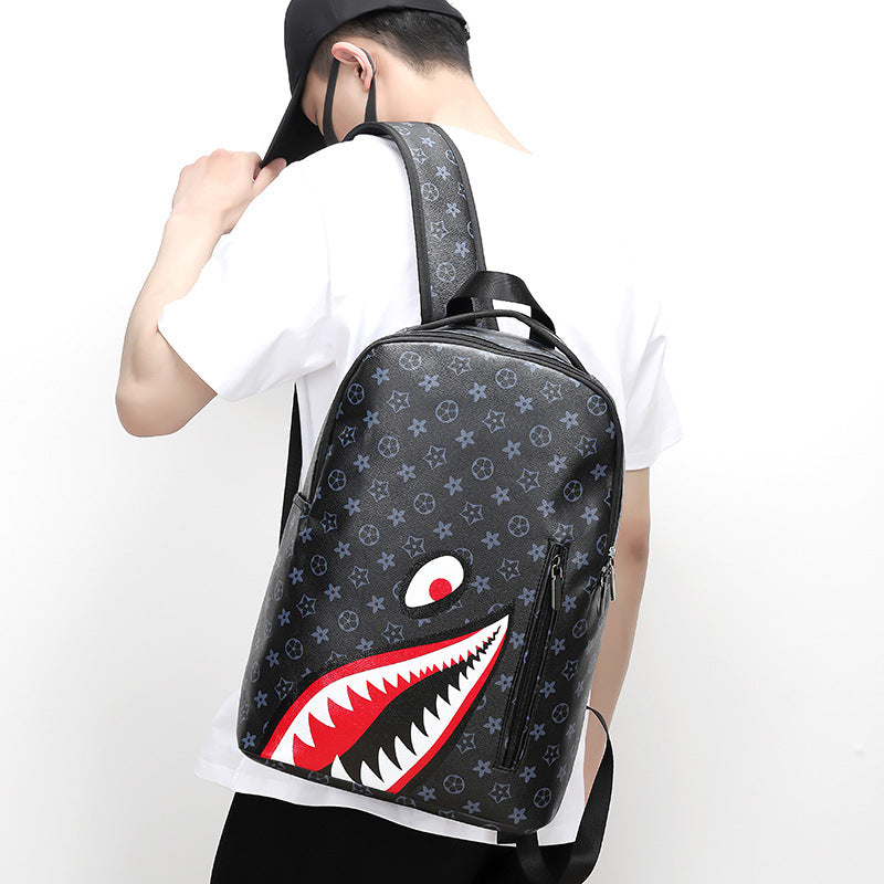 Men's Shark Business Large Capacity Campus Good-looking Leisure Backpack