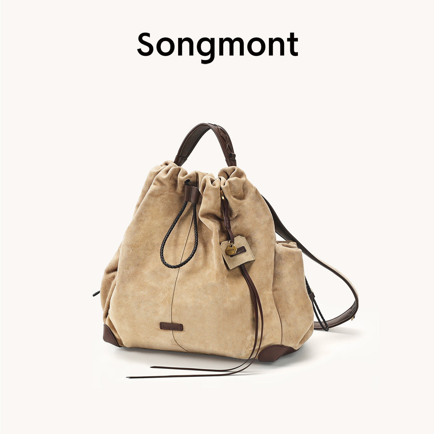 Li Na Mountain Sheep Split Leather Large Capacity Commute Minimalist Women's Backpack