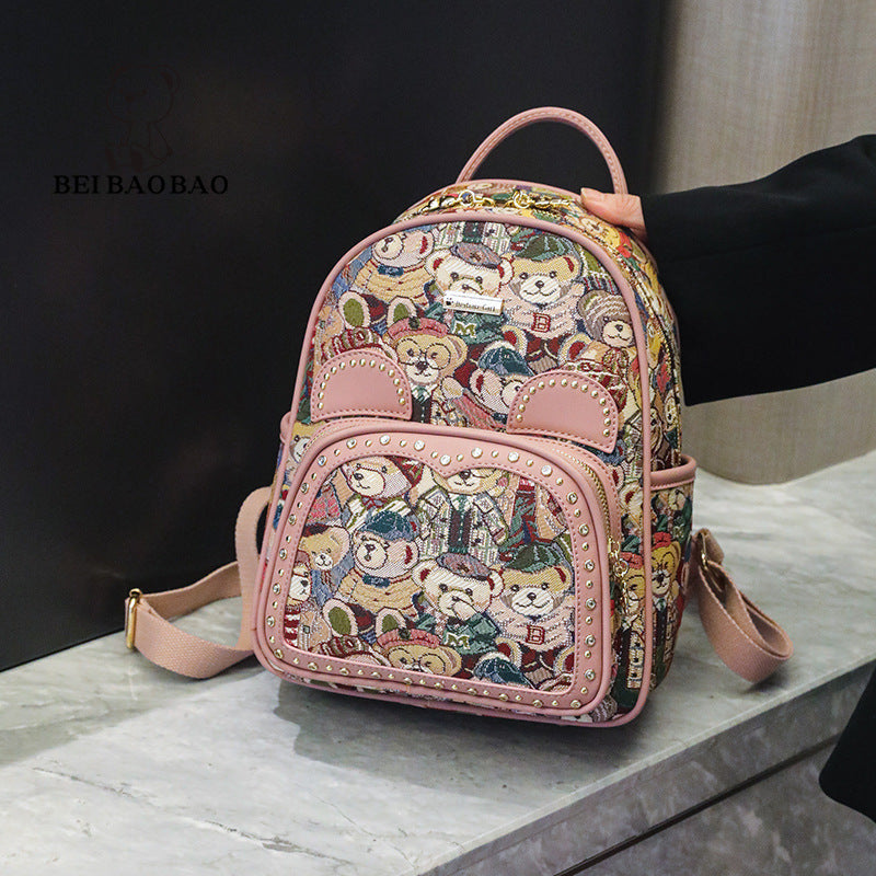 Source Embroidered Canvas Cartoon Versatile Fashion Women's Backpack