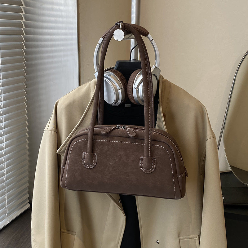 Women's Retro Minority Underarm Fashionable Suede Bowling High Sense Women's Shoulder Bag