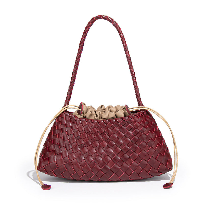 Women's Niche Underarm Woven Vegetable Basket Personality Bucket Bags