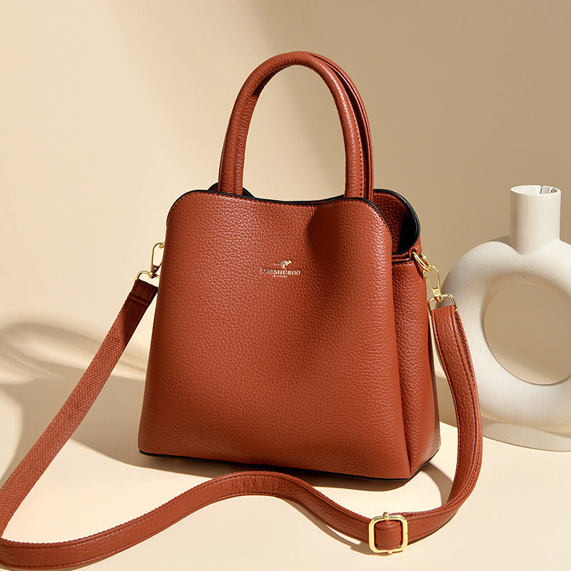 Women's Soft Leather Solid Color Fashion Classy Women's Handbag