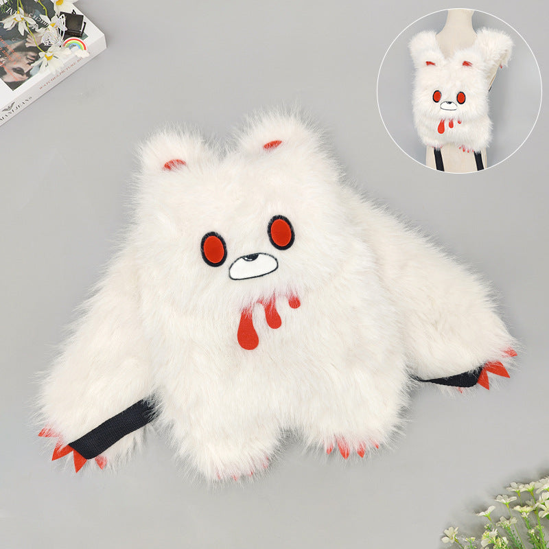 Heavy Metal Rock Gothic Style Niche Bear Cartoon Plush Women's Backpack